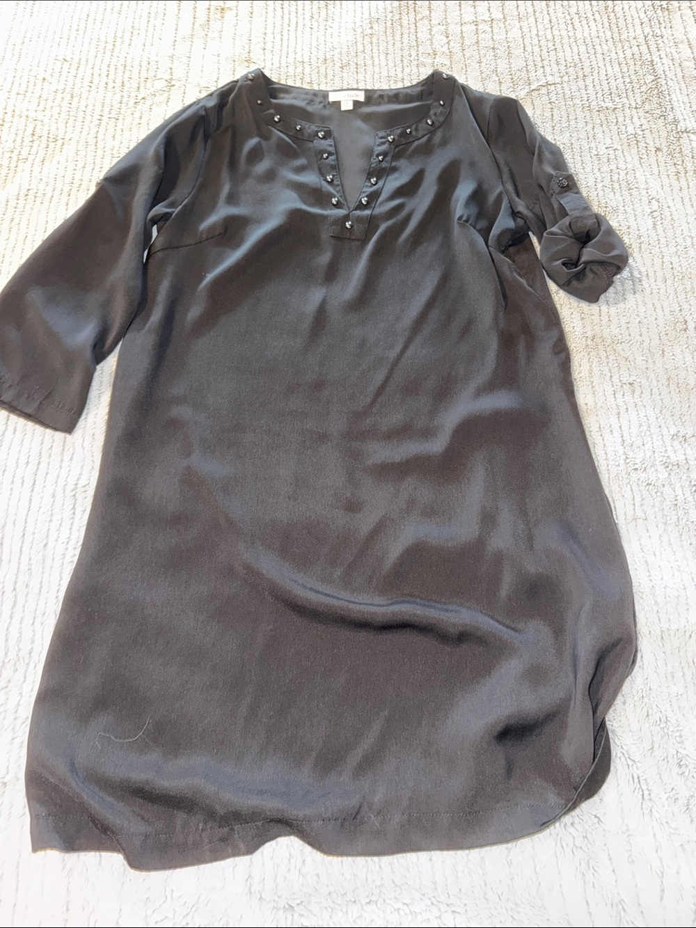 Black Midi Dress with Three-Quarter Sleeves